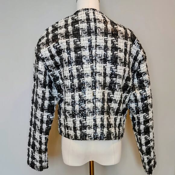 Dolce Cabo Tweed Black/ White Houndstooth Boxy/Oversized Jacket size S. - Picture 4 of 6